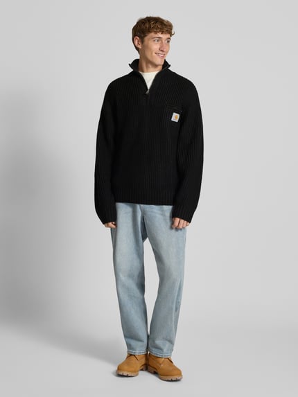 Carhartt Work In Progress Sweter z dzianiny ze stójką i zamkiem błyskawicznym Czarny 1