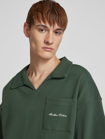 ANOTHER COTTON LAB Oversized Poloshirt mit Label-Print Dunkelgruen 3