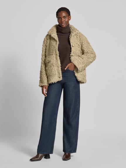 YAS Jacke aus Teddyfell mit Pattentaschen Modell 'PELICO' Beige 1