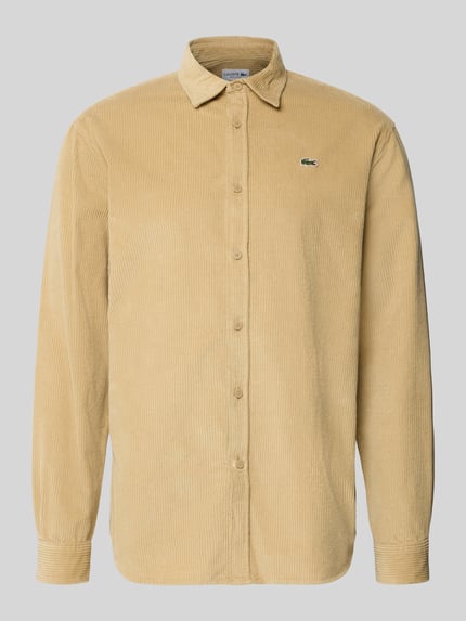 Lacoste Regular Fit Cordhemd aus reiner Baumwolle Beige 1
