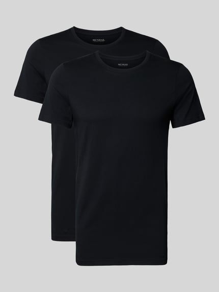 Produktfoto, T-Shirt mit Rundhalsausschnitt im 2er-Pack von MCNEAL, męski t-shirt, bawełna, krój slim fit, okrągły dekolt, zestaw 2 szt.