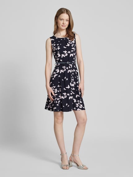Christian Berg Woman Selection Knielanges Kleid mit Taillengürtel Marine 1