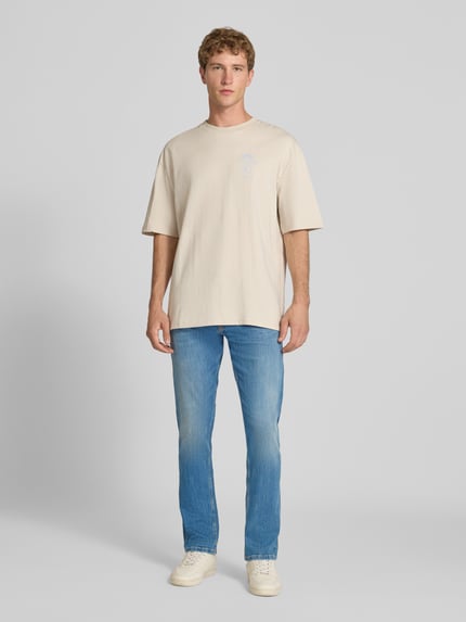 Replay straight fit jeans in used-look model 'GROVER' Jeansblauw - 1