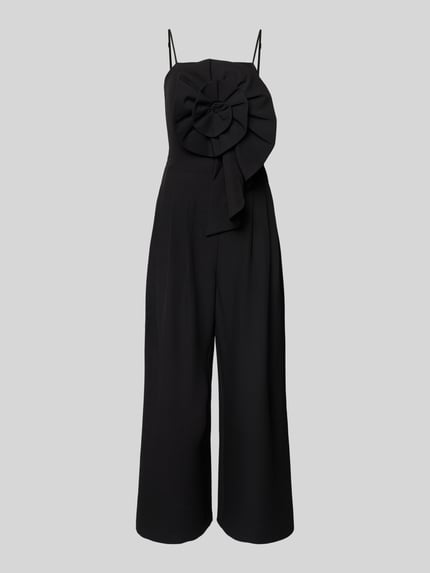 Produktfoto, Jumpsuit mit Spaghettiträgern und Applikation von YAS, schwarz, Material-Mix mit Stretch-Anteil, Regular Fit