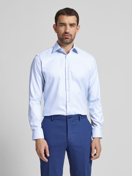 Christian Berg Men Regular fit zakelijk overhemd van big twill Lichtblauw - 4