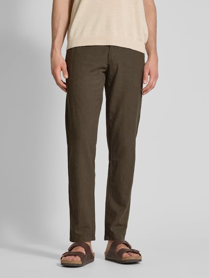 Lindbergh Tapered Fit Leinenhose mit elastischem Bund Oliv 4