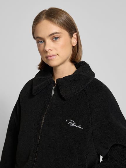 PEGADOR Jacke aus Teddyfell mit Label-Stitching Modell 'LAJA' Black 3