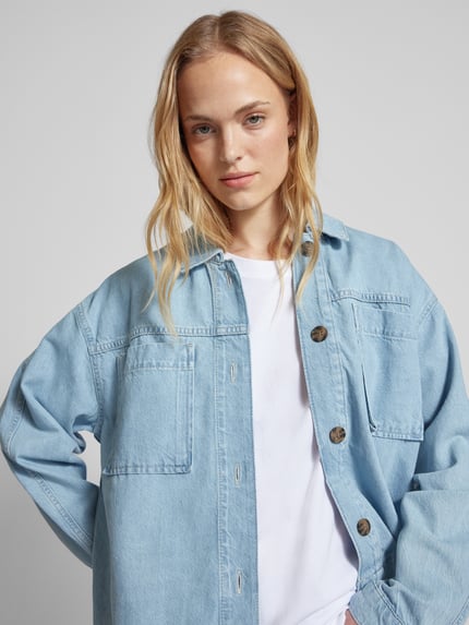 Jake*s Casual Jeansbluse mit aufgesetzten Brusttaschen Hellblau 3