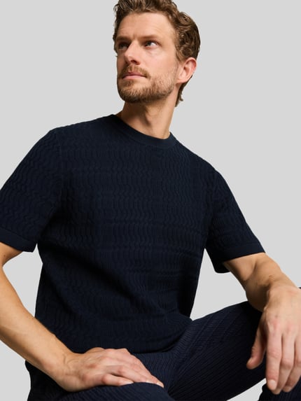 Tom Tailor Sweter w kroju regular fit z czystej bawełny Granatowy 3