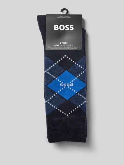 BOSS Socken aus Baumwoll-Mix im 2er-Pack Modell 'ARGYLE' Marine 3