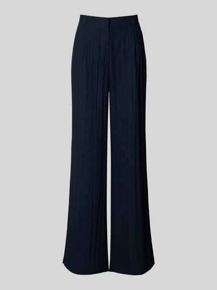 Produktfoto, Wide Leg Stoffhose mit Gürtelschlaufen von MAX&Co., Optik: Unifarben, Passform: Wide Leg, Paspeltaschen, glatter Stoff