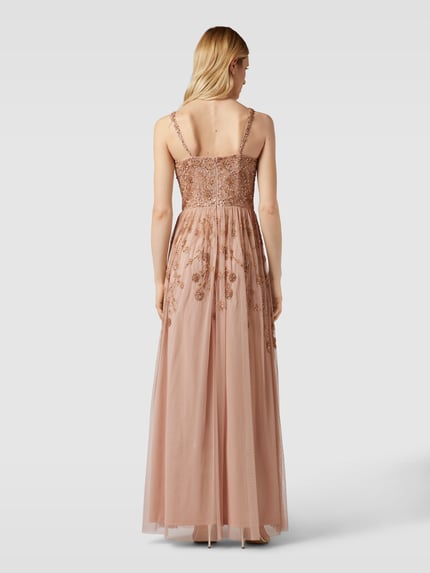 Lace & Beads Avondjurk met siersteentjes en pailletten Rosé - 5