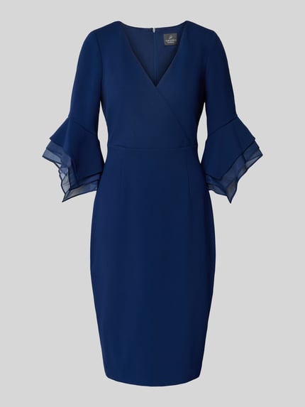 Adrianna Papell Knielanges Cocktailkleid mit V-Ausschnitt Marine 2