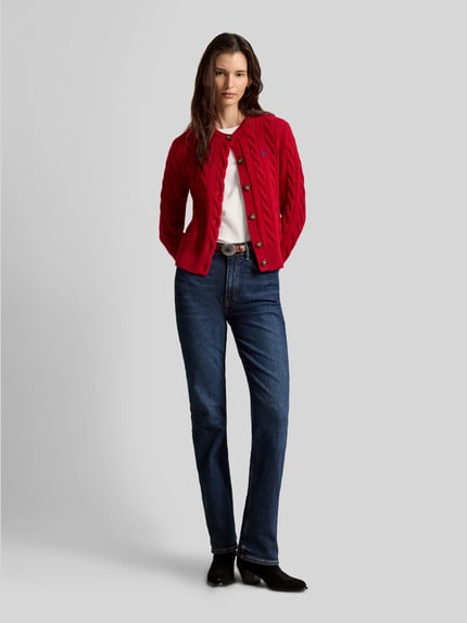 Polo Ralph Lauren kardigan rozpinany o kroju regular fit z wełny z domieszką kaszmiru Czerwony 1