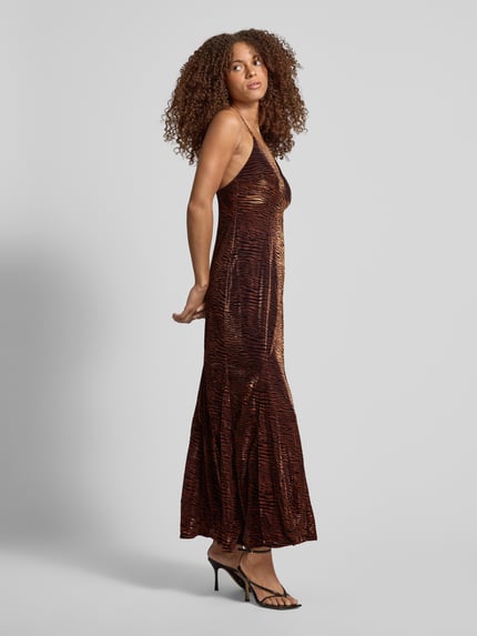 Amy Lynn Abendkleid mit V-Ausschnitt Modell 'Talia' Mittelbraun 1