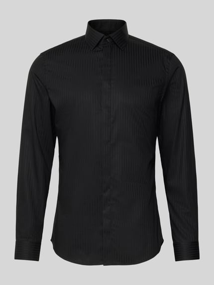Jake*s Slim Fit Business Hemd aus Baumwolle mit Kentkragen Black 2
