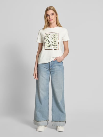 COMMA T-Shirt mit Pailletten und Rundhalsausschnitt Offwhite 1