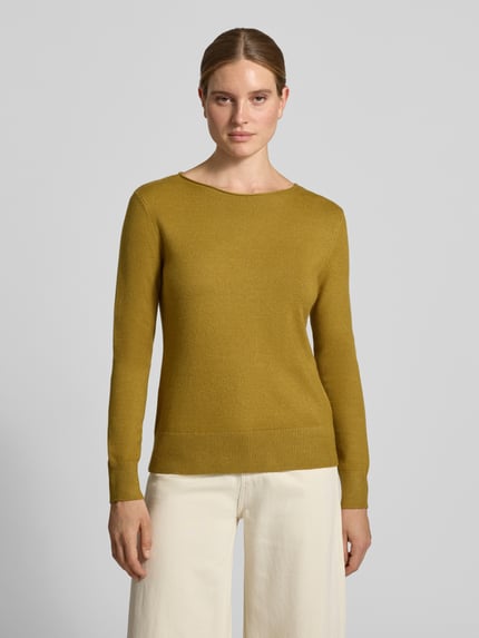 Christian Berg Woman Regular Fit Strickpullover aus Viskose-Mix mit U-Boot-Ausschnitt Senf Melange 4