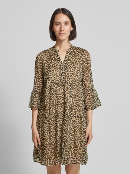 VERO MODA Getailleerde mini-jurk met semi-transparante mouwen, model 'SMILLA' Middenbruin - 4