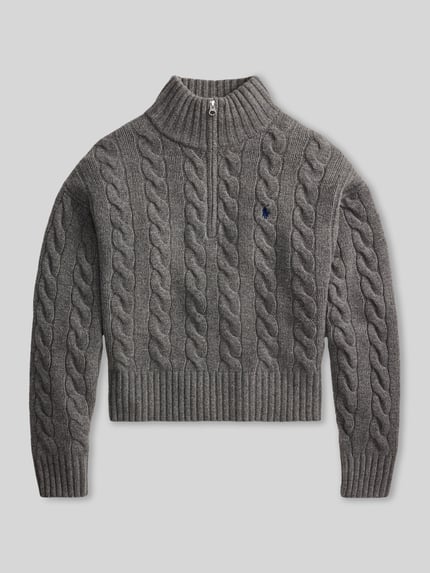 Polo Ralph Lauren Regular Fit Troyer aus Woll-Mix Mittelgrau Melange 2
