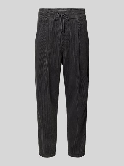Marc O'Polo DENIM Spodnie sztruksowe o kroju relaxed fit z czystej bawełny model 'VIGGO CROPPED' Grafitowy 1