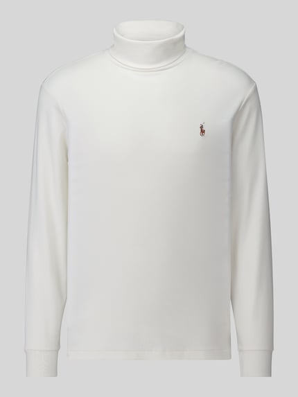 Productfoto, witte regular fit coltrui van puur katoen, fijne textuur, Regular Fit Rollkragenpullover aus reiner Baumwolle van Polo Ralph Lauren, Heren