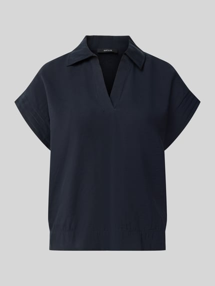 Produktfoto, donkerblauwe Regular fit blouse met korte mouwen van modalmix, model 'Sinula' van OPUS, context: Dames blouse met korte mouwen