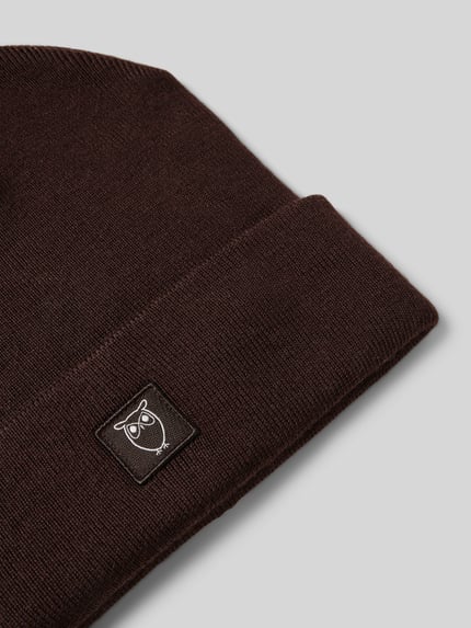 KnowledgeCotton Apparel Mütze aus reiner Wolle Modell 'Merino' Dunkelbraun 2