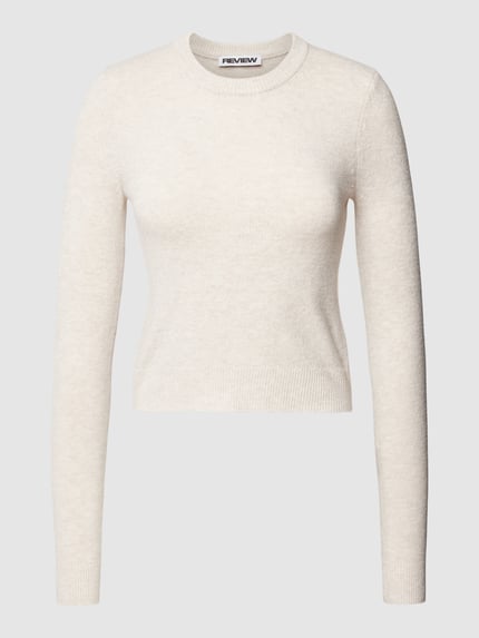 REVIEW Strickpullover mit Rundhalsausschnitt Offwhite Melange 2