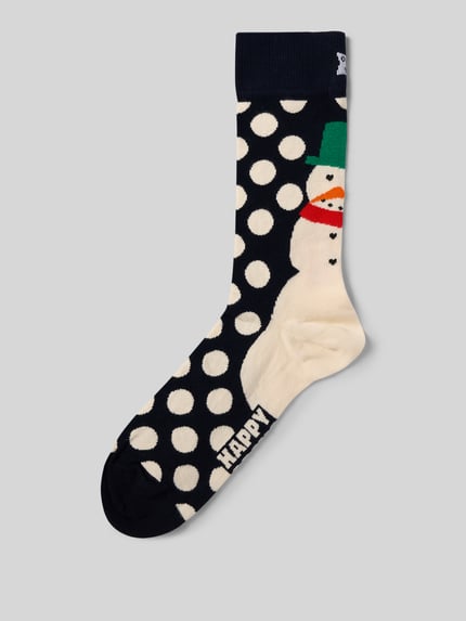 Happy Socks Skarpety o kroju regular fit z wyhaftowanym logo model ‘Jumbo Snowman’ Granatowy 1