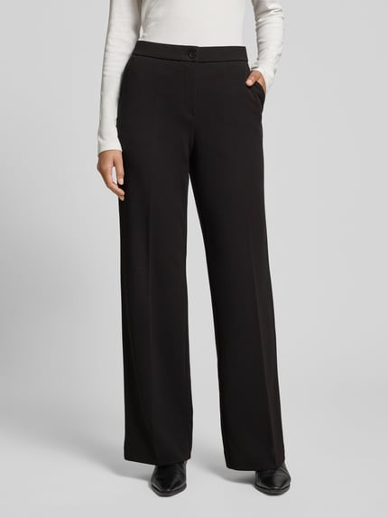 Stehmann Wide leg bandplooibroek met steekzakken, model 'Hillda' Zwart - 4