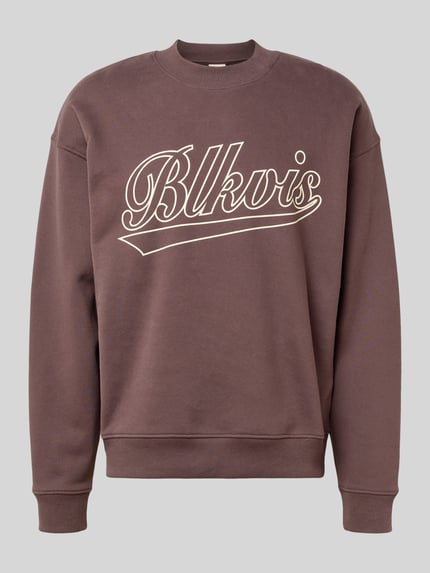 Produktfoto, Regular Fit Sweatshirt mit Logo-Print Modell 'Source' von BLKVIS aus reiner Baumwolle in Braun mit Rundhalsausschnitt und elastischen Abschlüssen, Herrensweatshirt