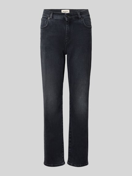 Produktfoto, dunkelgraue Slim Fit Jeans aus Baumwoll-Mix Modell 'LANA' von Weekend Max Mara mit dezenter Waschung, Damen Slim Fit Jeans von Max Mara