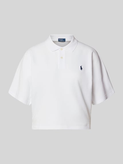 Produktfoto, Boxy Fit Poloshirt met labelstitching van Polo Ralph Lauren, puur katoen, polokraag, knoopsluiting, witte kleur, gladde textuur