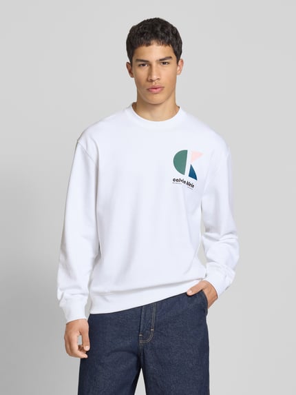 Calvin Klein Jeans Sweatshirt mit Label-Print Weiss 4