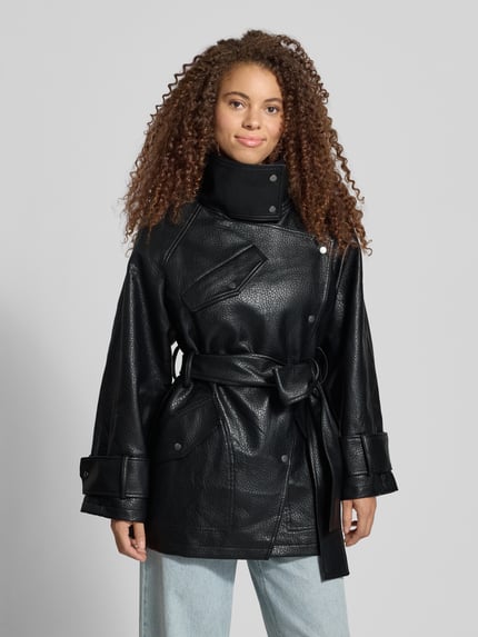 Topshop Kurtka z materiał skóropodobny model 'SILLE' Czarny 4