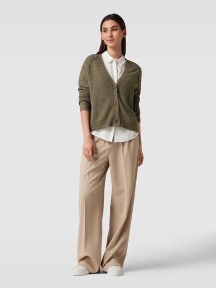 Esprit Strickjacke mit V-Ausschnitt Khaki 1