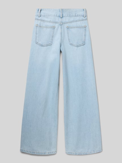 Productfoto, lichtblauwe Regular Fit Wide Leg Jeans uit puur katoen model 'KOGMOTT' van Only, denim, used-look, 5-pocketmodel