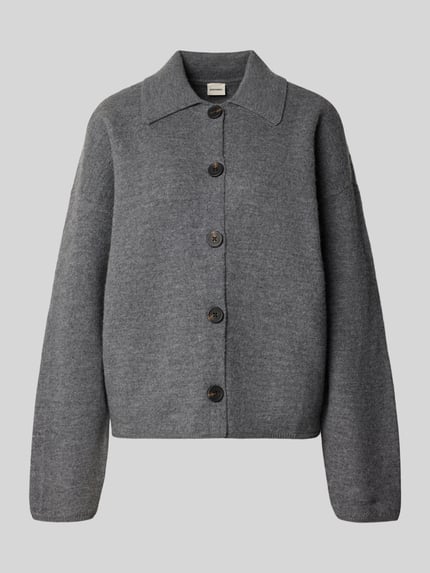 Stefanel Gebreid jack van wol met labeldetail Middengrijs - 1