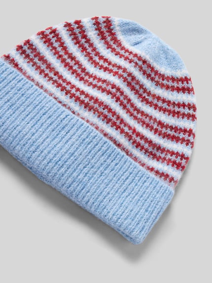 PIECES Mütze mit breitem Rippumschlag Modell 'PCAMONNA' Hellblau Melange 2