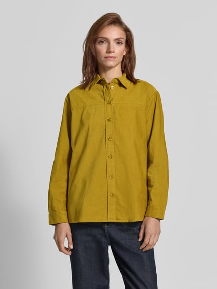 Christian Berg Woman Regular fit blouse van fijne corduroy Mosterdgeel - 4