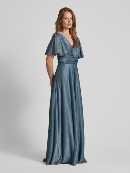 LUXUAR FASHION Abendkleid in schimmerndem Design Rauchblau 1
