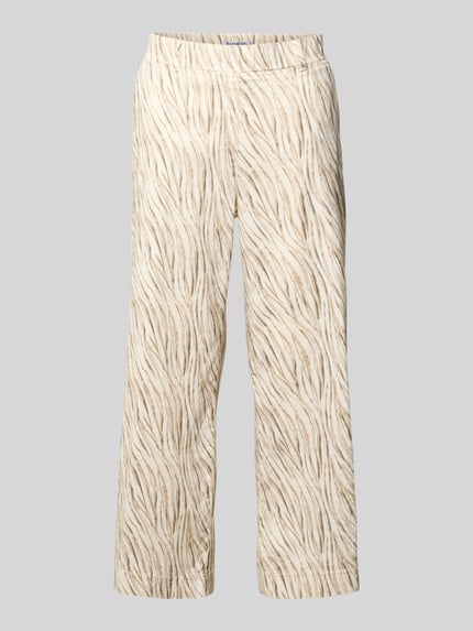 Produktfoto, Slim Fit Culotte aus Leinen-Mix Modell 'PAM CULOTTE' von Raphaela By Brax mit Optik:Allover-Muster, Passform: Slim-Fit, Cropped Länge, elastischer Bundabschluss, seitliche Eingrifftaschen und Paspeltaschen aus Leinen-Mix, Muster in Beige- und Cremetönen, strukturierte Oberfläche