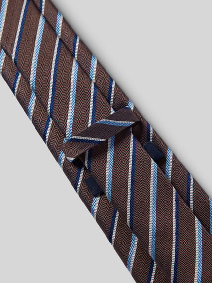 Productfoto, Krawatte aus Seide im Allover-Look (8 cm) van JOOP! Collection, bruin met blauwe strepen, fijn gestructureerd, klassieke model, breedte 8 cm