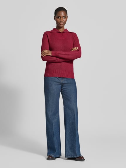Christian Berg Woman Sim Fit Pullover aus Viskose-Mix Dunkelrot Melange 1