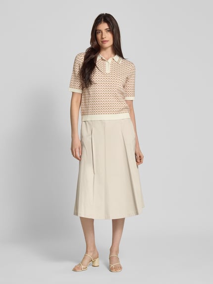 s.Oliver BLACK LABEL Ausgestellter Midi-Rock mit Bundfalten Sand 1