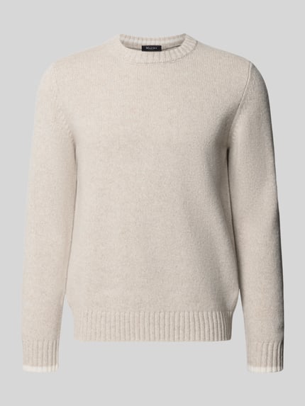 MAERZ Muenchen Strickpullover aus Schurwolle mit Rundhalsausschnitt Offwhite 1