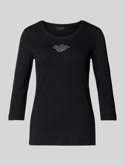 Christian Berg Woman Koszulka 3/4 w kroju regular fit z ozdobnymi kamieniami Czarny 2