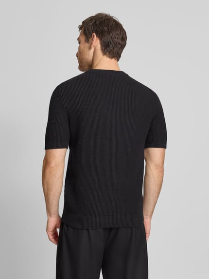 HUGO Sweter z dzianiny o kroju relaxed fit z czystej bawełny model 'SAFFON' Czarny 5