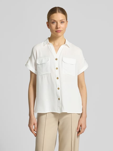 VERO MODA regular fit overhemdblouse van pure viscose model 'BUMPY' Wit - 4